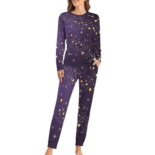 Ensemble de pyjama femme violet T-shirt manches longues et pantalon homewear