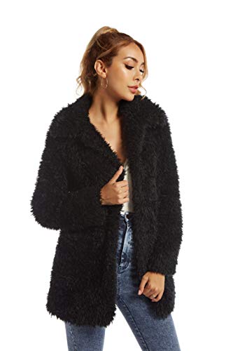 SUGAR POISON Elegant Faux Fur Coat Women 2022 Autumn Winter Warm Open Front Jacket Cardigan Overcoat Casual Outerwear2