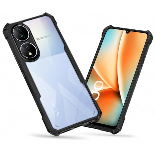 Image of WOW IMAGINE Shock Proof Clear Back Cover Case Mobile Cover for Vivo Y100 5G | Vivo T2 5G (Hard | Hybrid PC + TPU | Full Armour Device & Camera Protection | Black)