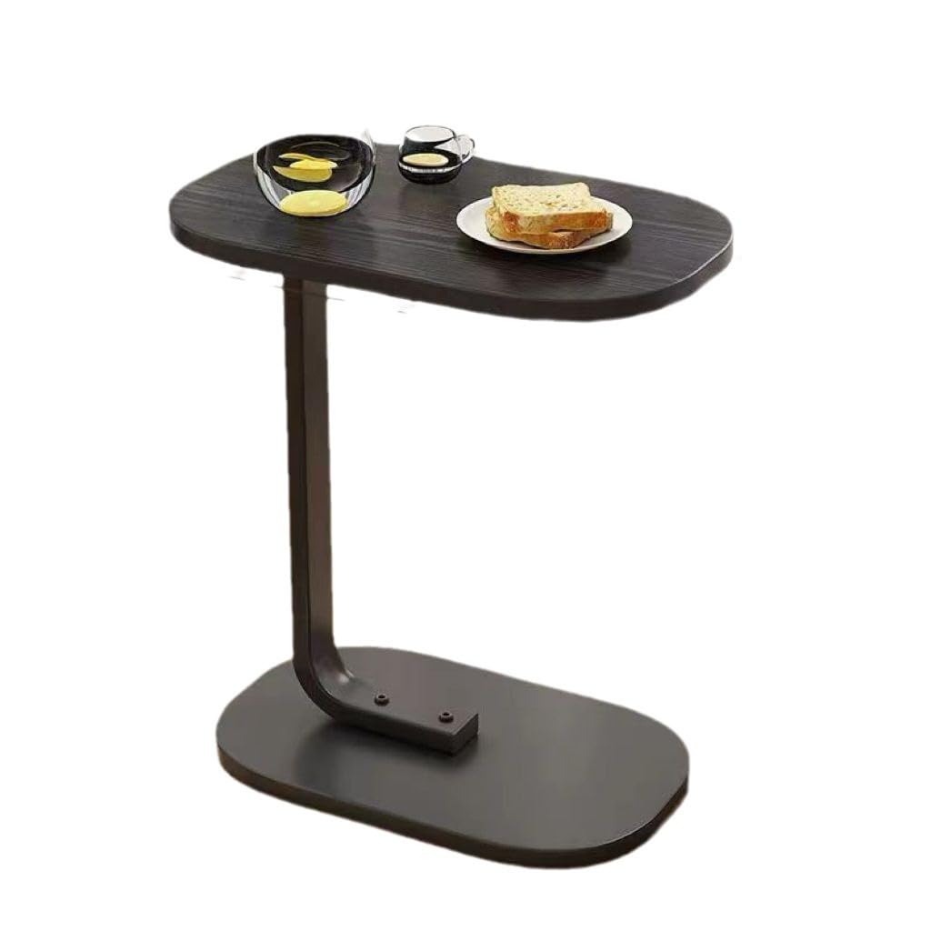 EETU Sofa Side Table,Bedside End Table,C Shaped End Table,Easy to Assemble Metal Frame Nightstand,Portable Multi-Functional Overbed Table,Sturdy and Easy Assembly, for Living Room, Bedroom (Black)