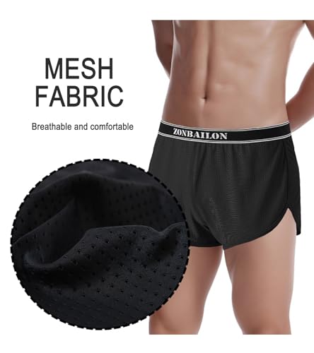 ZONBAILON Men's Sexy Large Split Side Boxer Shorts Fit Casual Running Boxers Mesh Breathable Underwears Athletic Trunks4