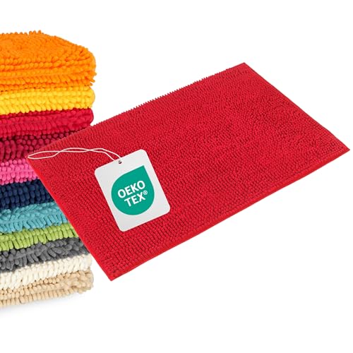 WohnDirect Badematte 70x120 cm Rot – Großer Badezimmerteppich XXL – Weicher Hochflor Badvorleger Lang, Saugstark & Waschbar (Versand aus DE) WohnDirect Badematte 70x120 cm Rot – Großer Badezimmerteppich XXL – Weicher Hochflor Badvorleger Lang, Saugstark & Waschbar (Versand aus DE)