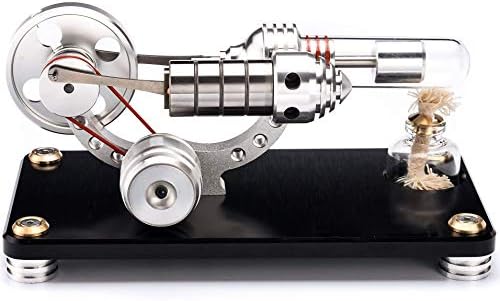 Sunnytech Hot Air Stirling Engine Colorful LED Flywheel Education Toy Electricity Power Generator Model (M14-03-L Black)