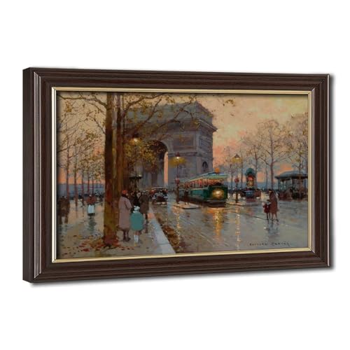 Affiches sur toile Arc de Triomphe Edouard Leon Cortes scène de rue Paris