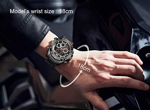 NAVIFORCE Mens Analog Digital Sport Watches Waterproof Multifunction Chronograph Silicone Strap Watch BLACK