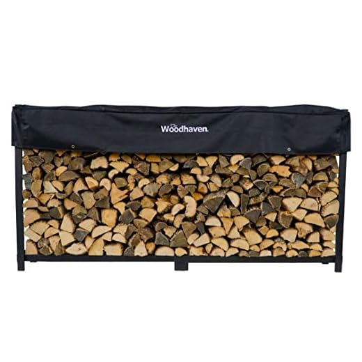 The Woodhaven 8 Foot Firewood Log Rack with Cover