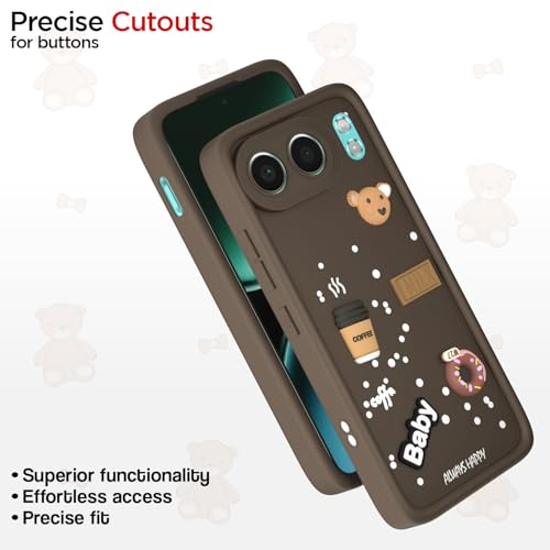 Image of Outlouders Back Cover for OnePlus Nord 4 5G | 3D Cartoon Bear Cute Fun Silicone Full Body Protection Bumper Case (Brown)