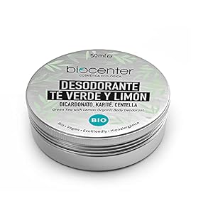 BIOCENTER Desodorante sólido natural – Té Verde y Limón – Ecológico, vegano, zero waste