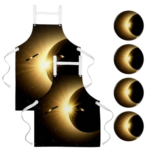 Tablier de cuisine noir lot de 2 pour nettoyage maison et cuisine bistrot