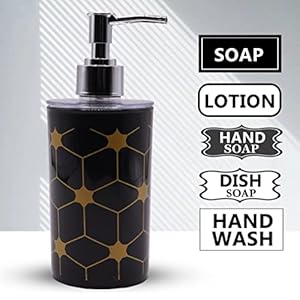 SHENRON Black Soap Dispenser Bottle with Decorative Design | Chrome Finish Pump and Rust Proof | Refillable Liquid Soap Dispenser for Bathroom, Kitchen, Hand Soap - Set of 3(Plastic) SHENRON Black Soap Dispenser Bottle with Decorative Design | Chrome Finish Pump and Rust Proof | Refillable Liquid Soap Dispenser for Bathroom, Kitchen, Hand Soap - Set of 3(Plastic)