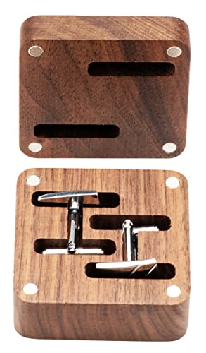 Small Vintage Black Walnut Wooden Cufflinks Box for Men Wedding Bussiness Anniversary Birthday Valentine's Day2