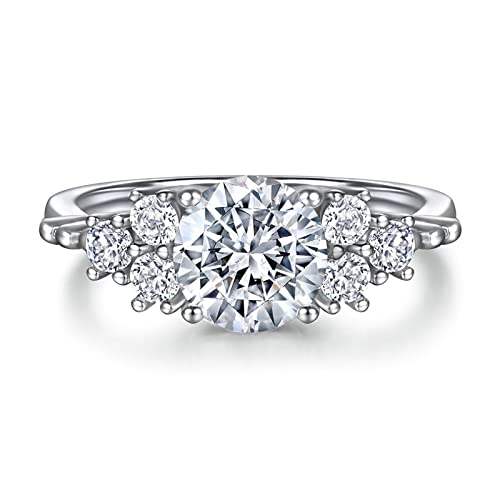 Bague argent véritable corolle aux oxydes de zirconium scintillants d'exception