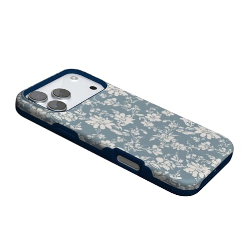 Coque iPhone 17 Pro floral bleu MagSafe antichoc motif élégant - 7