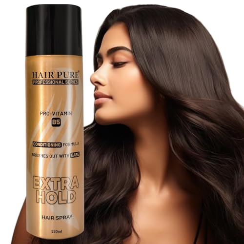 Image of Hair Pure Extra Hold Hair Spray | Quick Drying | Long Lasting Hold | No Flaking | Natural Shine | Non-Sticky | Easy Wash Off | Pro Vitamin B5 | Conditioning Formula (250ml)
