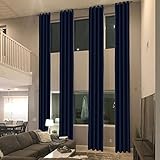 cololeaf Extra Long Curtains Thermal Insulated Light Reducing Window Treatment Panels Energy Saving Curain Draperis Grommet Top Loft Curtains - Navy 52W x 168L Inch (1 Panel)