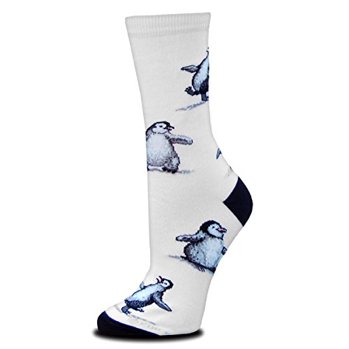 Dancing Penguin Socks,White/Grey/Black/Red,Medium