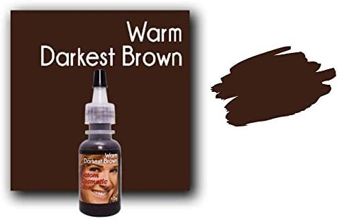 Custom Cosmetic Colors Permanent Makeup Warm Darkest Brown Pigment Cosmetic for Eyebrow and Eyeliner 1/2 oz (15ml) Bottle