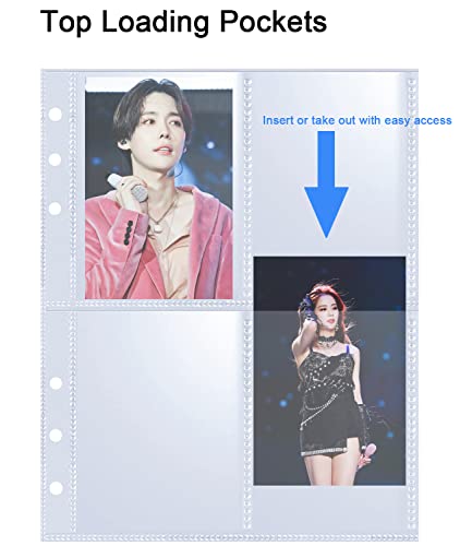40 Pack 320 Pockets 2.5X3.5 Inch Trading Card Sleeve Pages For Game Cards, Photocard- Double-Sided 4 Pocket Page Protector,Ultra-Clear Kpop Photocard Sheets For A5 6 Ring Binder #TOP5
