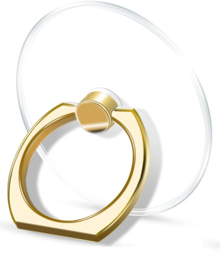 Image of KolorFish Transparent Phone Ring Stand Holder Mobile Phone Ring Holder Finger Grip 360 Degree Rotation (Transparent Gold Round)