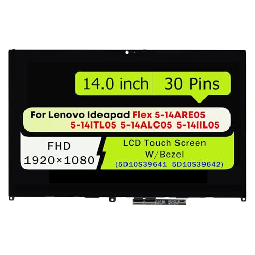 14.0" LCD Screen Assembly for Lenovo IdeaPad Flex 5-14ARE05 5-14ITL05 5-14ALC05 5-14IIL05 81X1 81X2 81WS 82HS 82H 5D10S39642 5D10S39641 FHD 1920 * 1080 30 pins Touch Display Digitizer