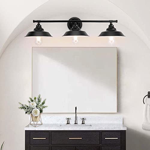 Goyeel Bathroom Vanity Light Fixtures Over Mirror Matte Black Vanity Wall Sconce Lighting 3 Lights Rustic Farmhouse Vanity Light Industrial Indoor Wall Light Fixture For Bathroom Dressing Table #TOP6