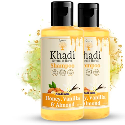 Image of Khadi Natural Honey, Vanilla & Almond Shampoo | Deep Nourishment & Smoothness | Khadi Herbal Shampoo | Sulfate, SLS & Paraben Free | Khadi Natural Shampoo for Men & Women - 420 ml