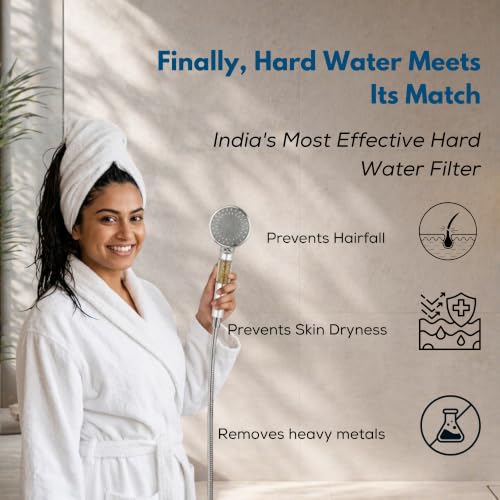 Image of Life Harbor Hand Shower Filter for Hard Water | 15 Stage Purifier | Shower Head Water Softener for Hair Fall, Dry Skin | 2X Active Filtration Media (Hand Shower Ultra: 15 Stage + KDF-55)