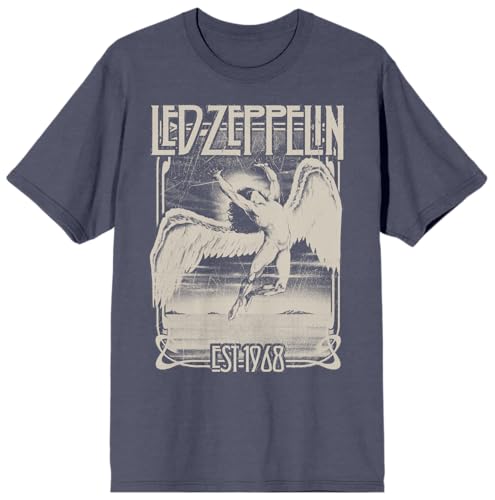 Bioworld Led Zeppelin Est 1968 Men's Washed Blue Jean Short Sleeve Tee XL