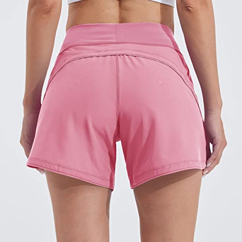 Willit Women's 5" Swim Board Shorts Quick Dry Beach Swimming Shorts UPF 50+ High Waisted Liner Pockets Peach Size 34 - Image 4