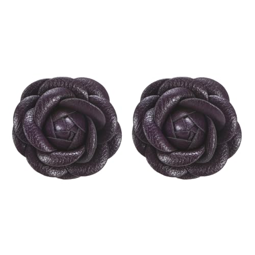 M METERXITY 2-Pack Decorative Rose Shoe Clips, Faux Leather Removable Fashion Flower Shoe Clips Buckle for Women Dress/Shoes/Heel, Brooches Charm Embellishments [Purple]
