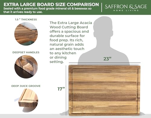 Tabla de Cortar de Madera Acacia 23 x 17 x 1.5 Pulgadas miniatura 2