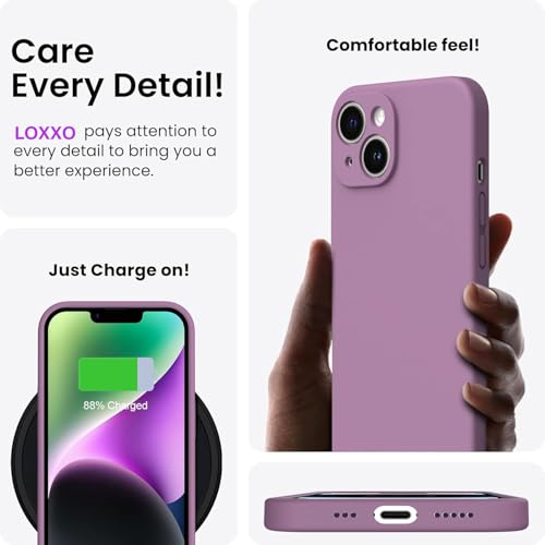 Image of DIZORO Microfiber Square Candy Case Compatible for iPhone 14, Shockproof Slim Back Cover Liquid Silicone Case (Lilac)