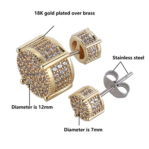 18K Gold Plated Double Sided Cz Stud Earrings, Reversible Cubic Zirconia Stud Earrings,Front Back Earrings For Women (Small Cz) #TOP3