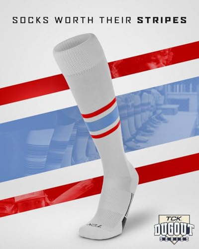 Image of Baseball & Softball Socks | USA Made Dugout Series Striped | Over the Calf | Sizing for Youth Boys, Girls, Men, & Women's