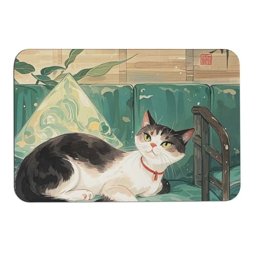 Tapis de sol en diatomite chat style national 60x40 cm antidérapant