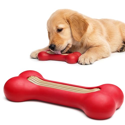GoSports Pets PupsCream Frozen Dog Treat Holder - Dog Enrichment Fill and Freeze Bone Station - Helps Keep Dogs Busy Red Small