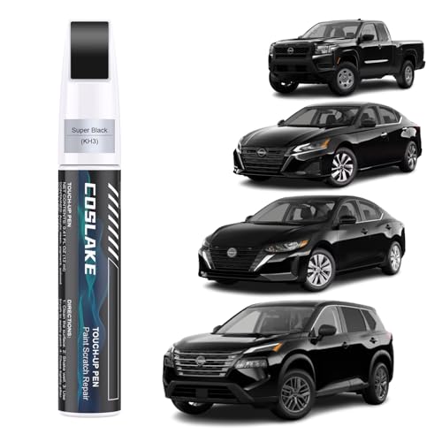 COSLAKE Car Touch Up Paint(Super Black(KH3)) for Nissan, Car Paint Scratch Repair Kit, Quick & Easy Solution to Repair, 2 in 1 Scratch Remover Pen with 2PCS Disposable Micro Applicators