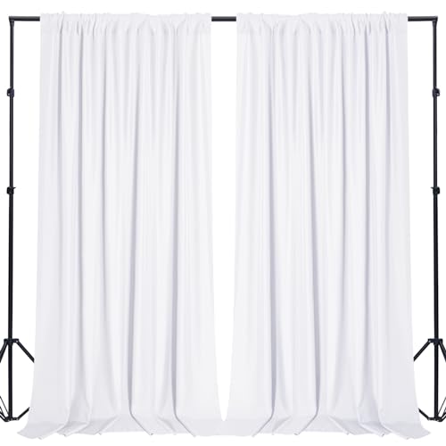 Sugargirl 10x10FT White Backdrop Curtains Polyester Photo Backdrop Drapes Curtains 2 Panels with Rod Pockets for Party Birthday Wedding Photography Home Decoration