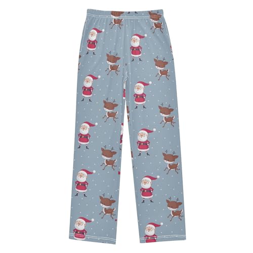 Boys' Pants Christmas Santa Claus Cute Deer Long Bottoms Jogger Pants Elastic Waist Trousers with Pockets S-XL
