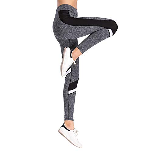 Fortitude Sports Leggings de yoga para mujer (gris) | Pantalones de yoga para mujer | Leggings de entrenamiento de malla de talle alto (mediano)