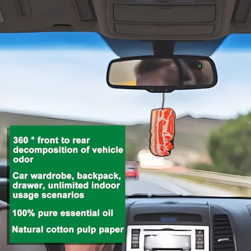 Image of Car Air Freshener, Bacon Steak Vehicle Mirror Interior Hanging Fragrance Decor, Funny Automotive Wardrobe Bathroom Hanging Scent Ornament Accessories, Universal for SUV, Sedan, Truck (Type B)