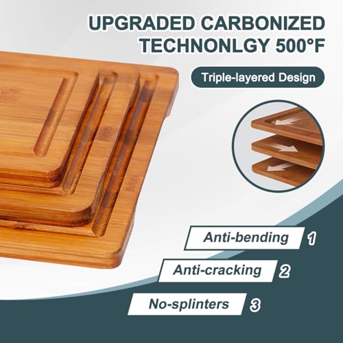 Set 3 tablas de cortar de bambú con soporte miniatura 4