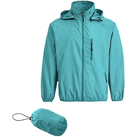 Spmor Men's Lightweight Waterproof Jacket Packable Windbreaker Running Coat, Acid Blue, XXL Cover