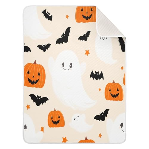 Burbuja Pumpkins Boo Baby Blanket for Boys Girls, Nursery Soft Warm Swaddling Receiving Baby Blankets, 30x40 in Toddler Blanket