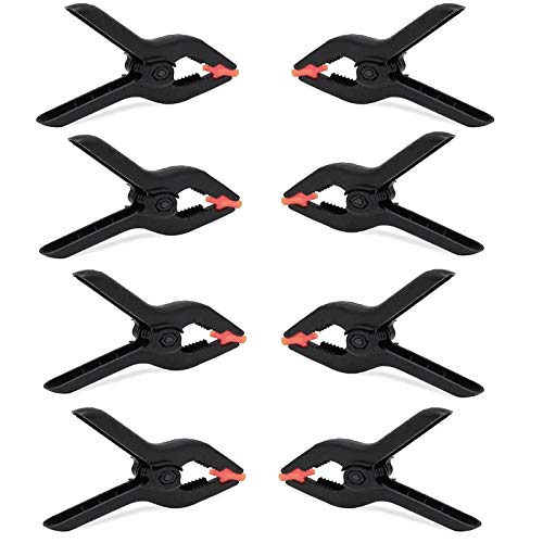 8 Pinces à Ressort en Plastique Noir, Ensemble de Pinces à Ressort en Nylon Extra-Fort, pour Tissu de Fond Photographique, Clip de Fixation pour le Travail du Bois Cover