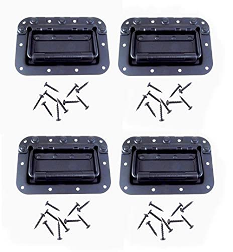 ProSpeakerparts (4 Pack) Penn ELCOM H7154K Spring Loaded Black Recessed Case Handle w/Screws