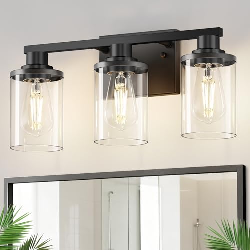 Image of DORESshop Black Vanity Light Fixture for Bathroom 3-Light Modern 20 Inch