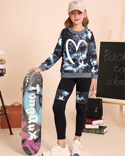 Image of Girls 2 Piece Outfits Kids Clothes Sets Sweatsuit Tracksuit Jogger Print Long Sleeve Sweatshirts Sweatpants 4-13Y