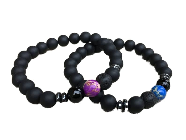 Bracelet distance en onyx mat LKBEADS : le duo de connexion pour les couples amoureux
