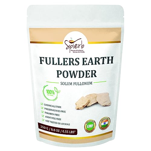 Spierb Fullers Earth Polvo - 250gm - de Arcilla India Arcilla Bentonita Multani Mitti Mud Powder para Pack facial Polvo de Arcilla Multani Puro 100% Natural Sin Productos Químicos Fullers Soil